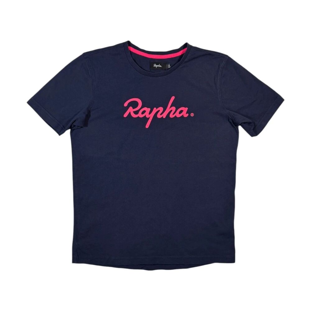 Rapha T shirt Women's Size Medium Navy Pink Spellout Logo Sportswear Cycling